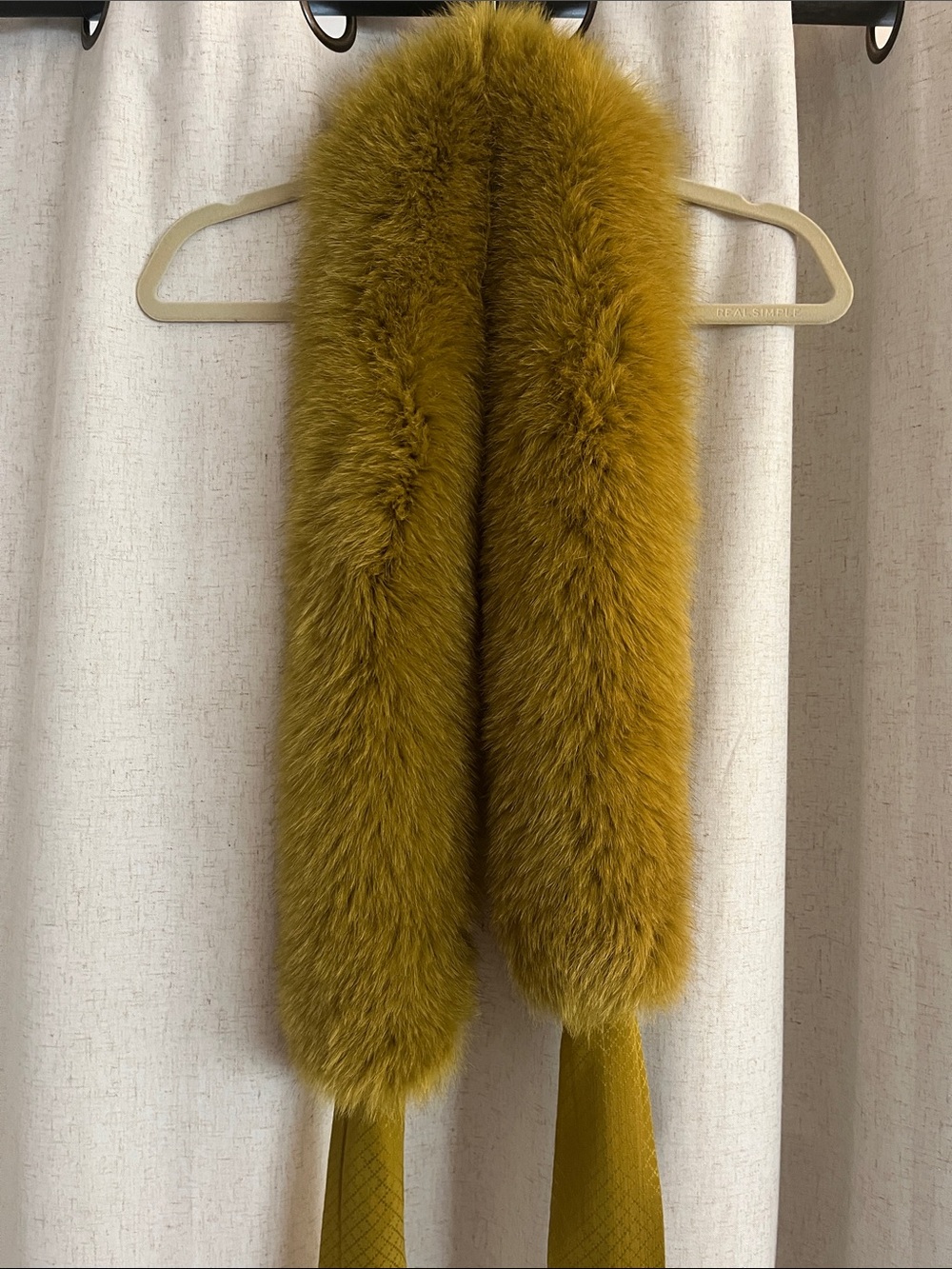 Yellow Fur Stole Scarf - Women Accessories 48”L